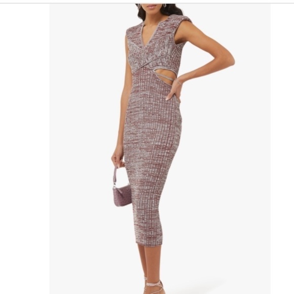 Self-Portrait Dresses & Skirts - SELF PORTRAIT Crossover Knit Dress Light Blue Red Mix